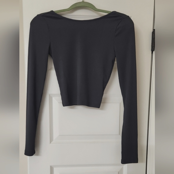 Ribbed Wide Leg Pants + Long Sleeve Top SET. Pocketed & Pleated pants.Like New - Picture 4 of 10